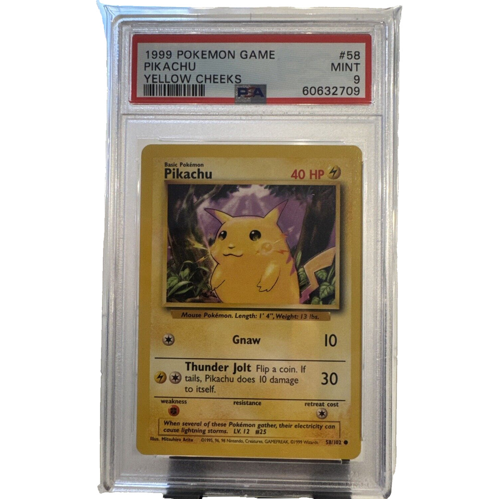 1999 Pokemon Base Set Unlimited Pikachu Yellow Cheeks 58/102 PSA 9 MINT